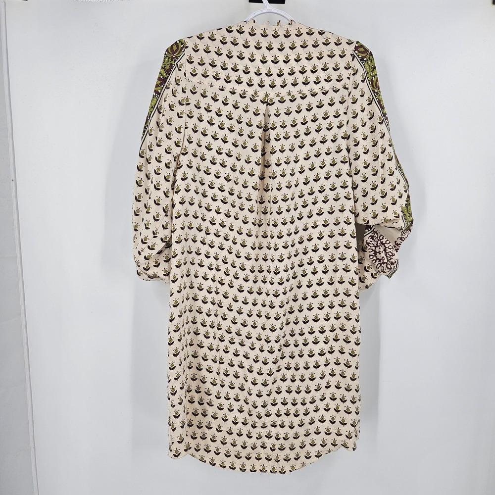Vintage Veronica Beard Silk Mini Dress Cream Floral Block Print Quiet Luxury 1 - Picture 9 of 14